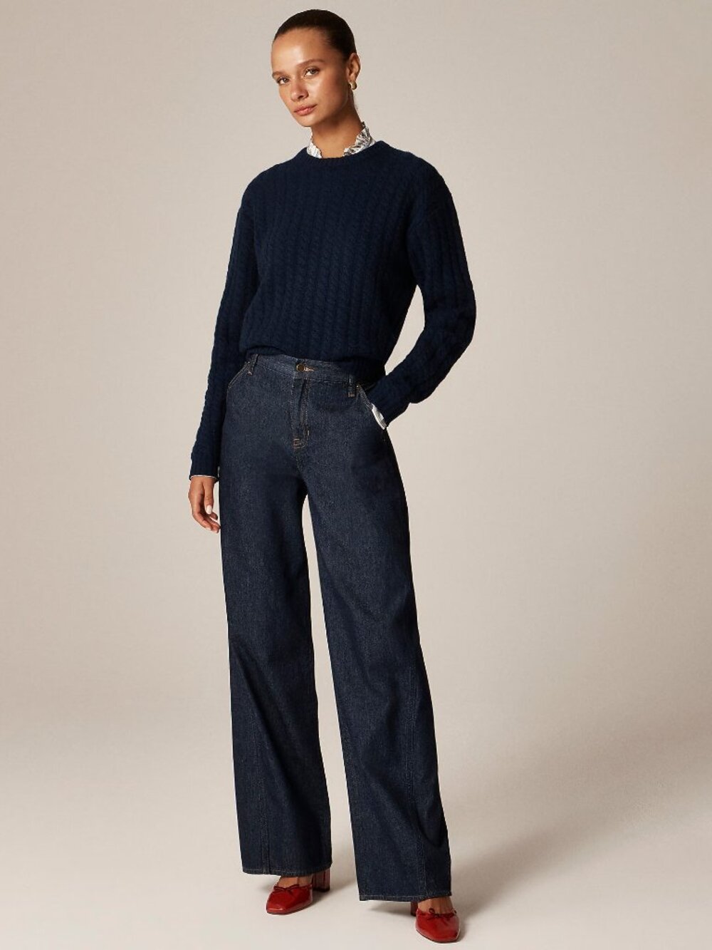 J. Crew Petite utility low-rise wide-leg jean Size: P27 Color: Rinse Wash